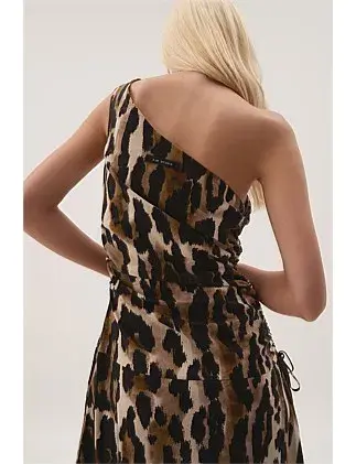 Aje Studio Daze One Shoulder Maxi Dress Animal Print Size 8 for rent on The Volte - main image