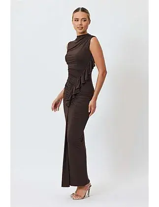 Bianca Bridgett AMARA MAXI DRESS Brown Size 12 for rent on The Volte - main image