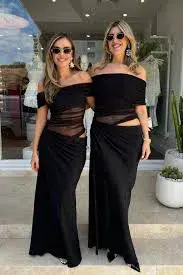 BENNI Nico Off Shoulder Maxi Dress Black size 6 for rent on The Volte - main image