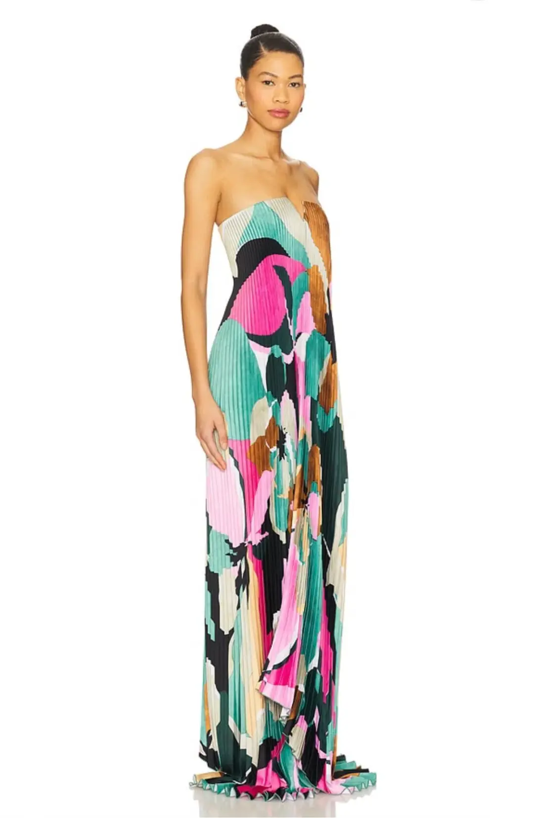L'idée Black Tie Gown Green Calypso multicoloured size 6 for rent on The Volte - main image