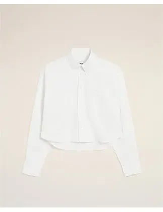 Ami CROPPED Long Sleeve BU SHIRT White Size 8 for rent on The Volte - main image