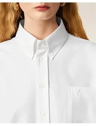 Ami CROPPED Long Sleeve BU SHIRT White Size 8 for rent on The Volte - main image
