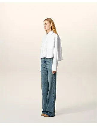 Ami CROPPED Long Sleeve BU SHIRT White Size 8 for rent on The Volte - main image