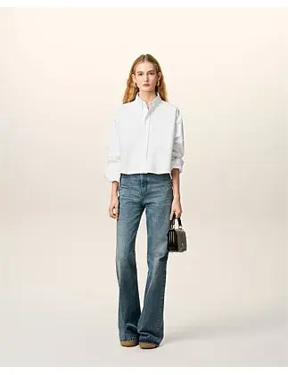 Ami CROPPED Long Sleeve BU SHIRT White Size 8 for rent on The Volte - main image