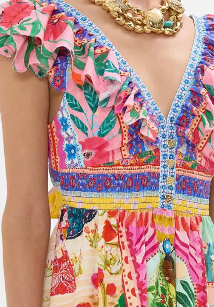 Camilla Tiered Dress With Neck Frill Roeqiyas Realm Size S (10) for rent on The Volte - main image