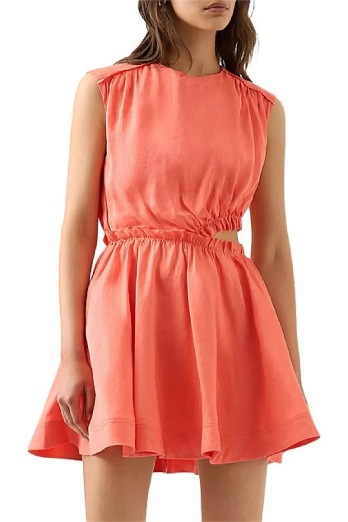 Aje Holly Cut Out Mini Dress Coral SIZE 16  - Image 1