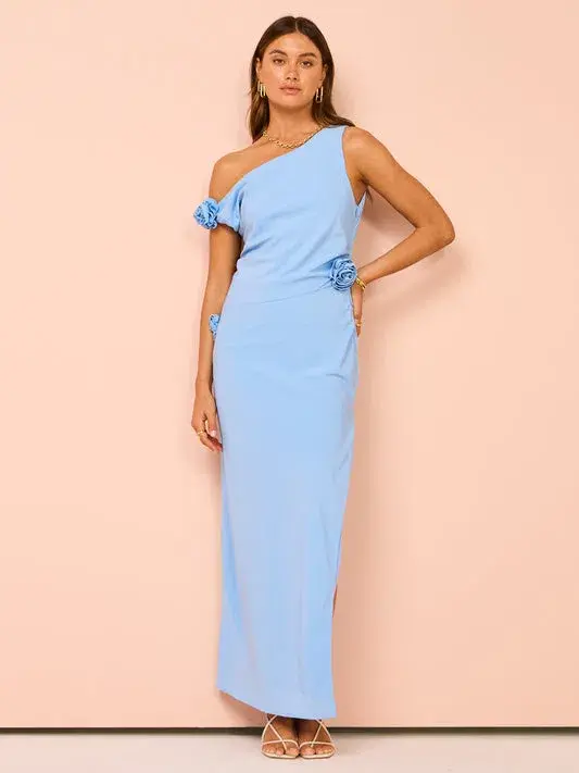 Issy - Off Shoulder Maxi Dress in Blue - Image 1