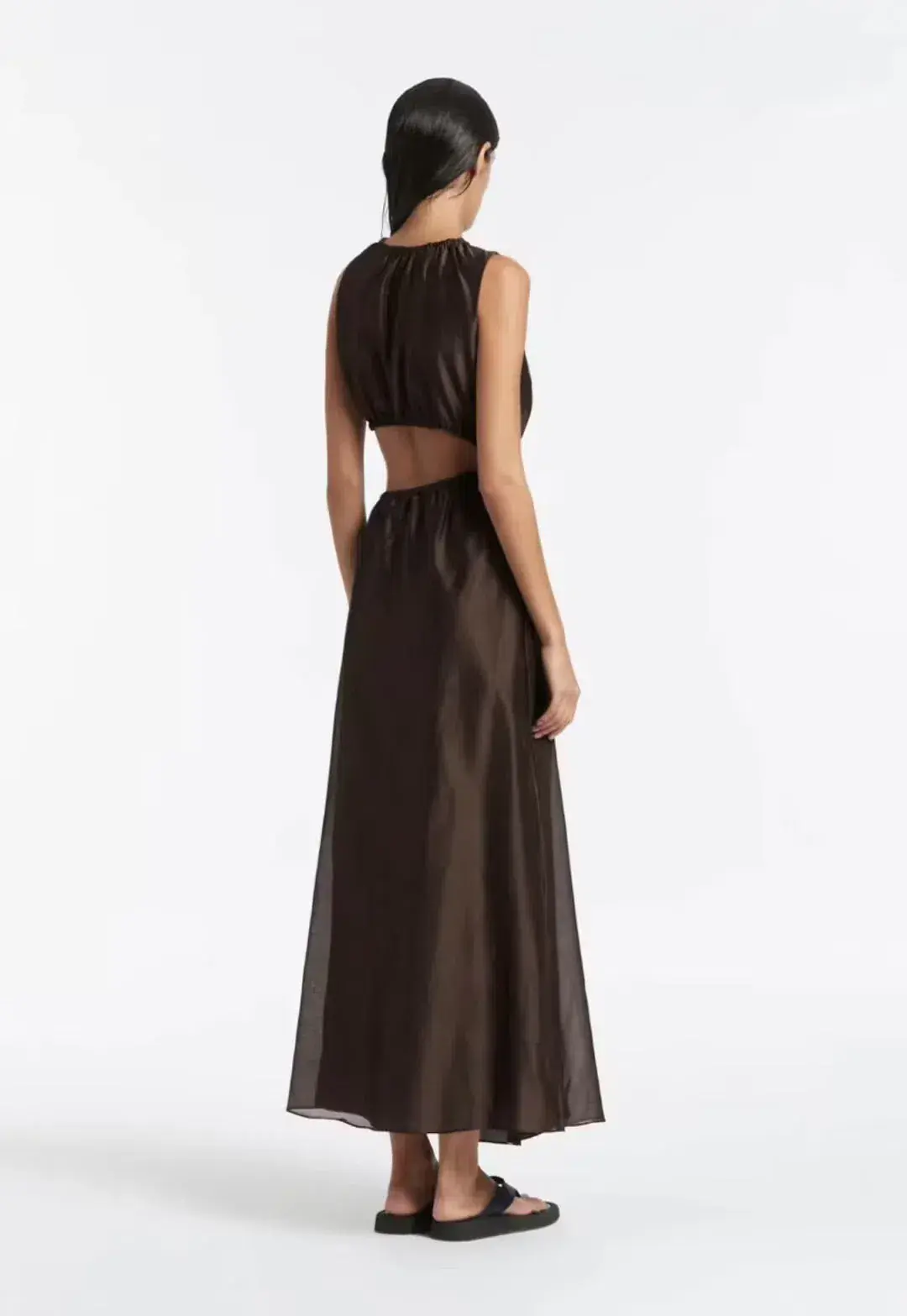 ANJE ASYMMETRICAL CUT OUT DRESS IN CHOCOLATE SIZE 1 / AU 8 for rent on The Volte - main image