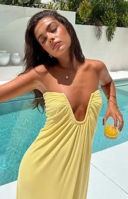 Beginning Boutique Braelyn Yellow Strapless Maxi Dress - Image 2