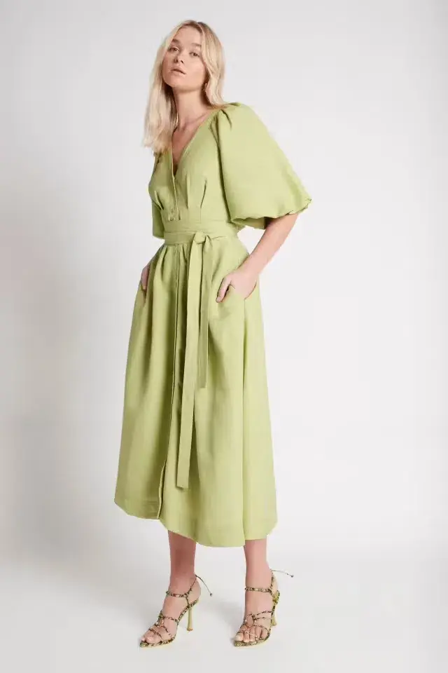 Aje Evermore Midi Dress Bayleaf Green Size XS / AU 4 for rent on The Volte - main image