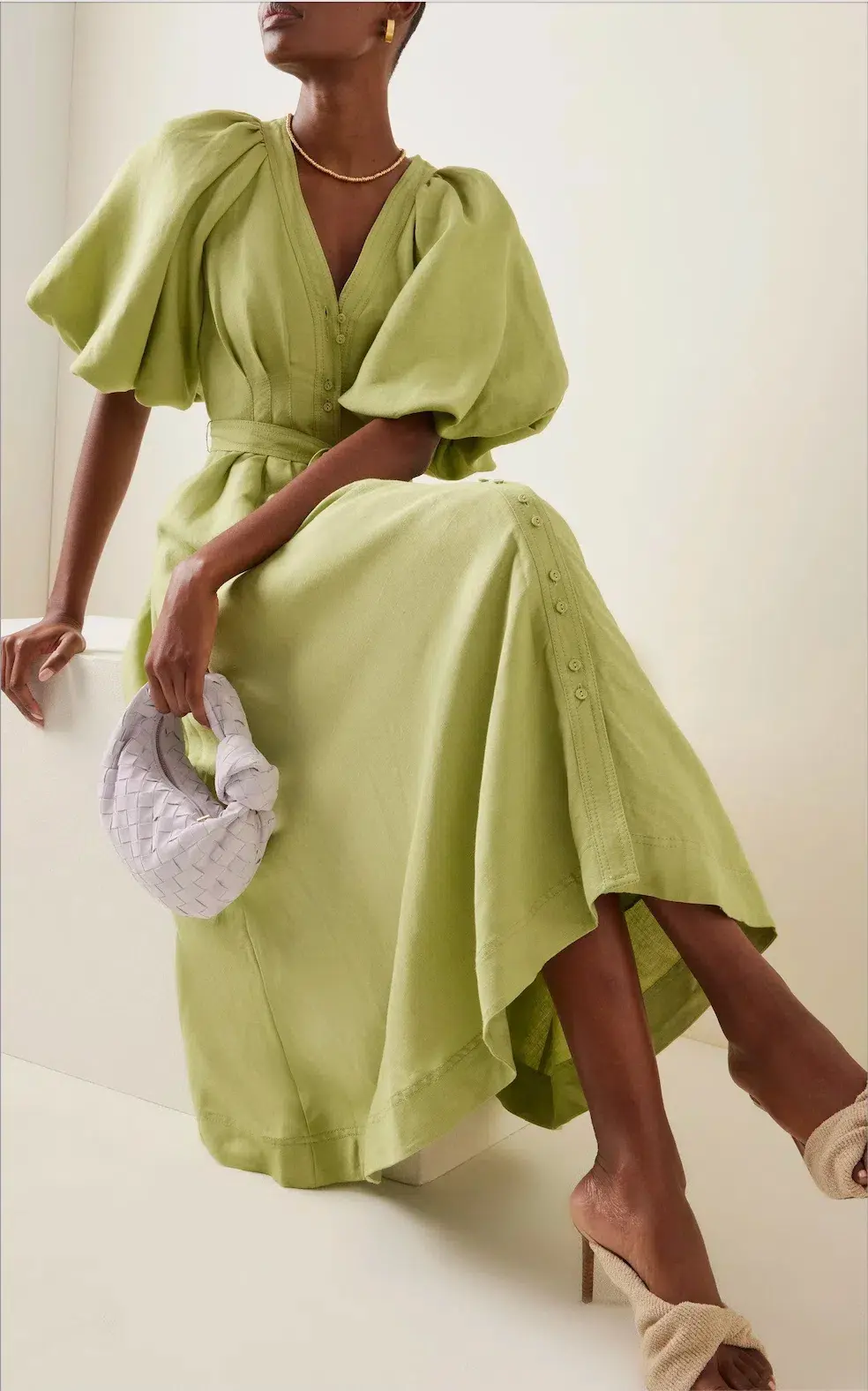 Aje Evermore Midi Dress Bayleaf Green Size XS / AU 4 for rent on The Volte - main image