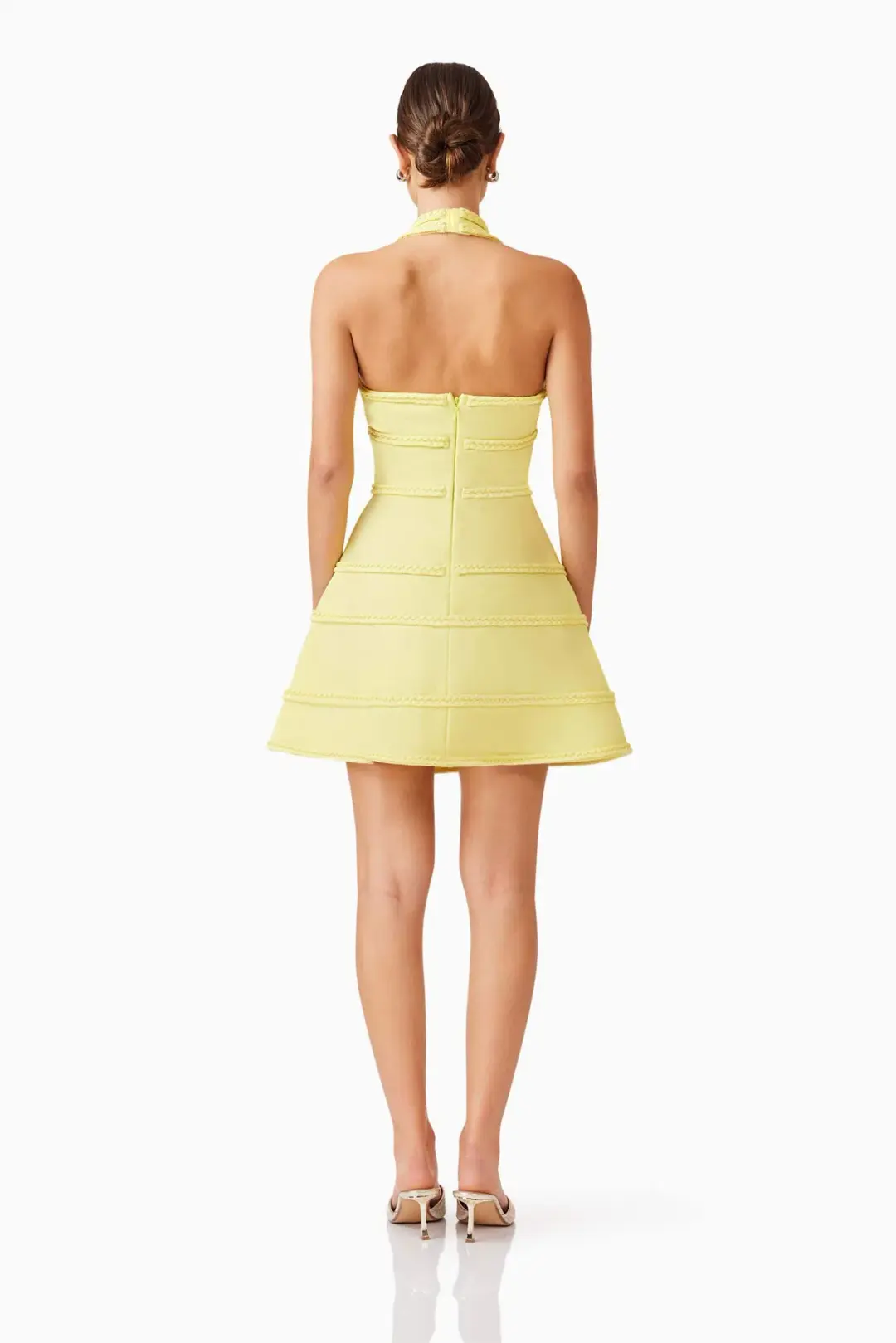 Elliatt Katlyn Halter Mini Dress in Lemon Yellow Size 10 for rent on The Volte - main image