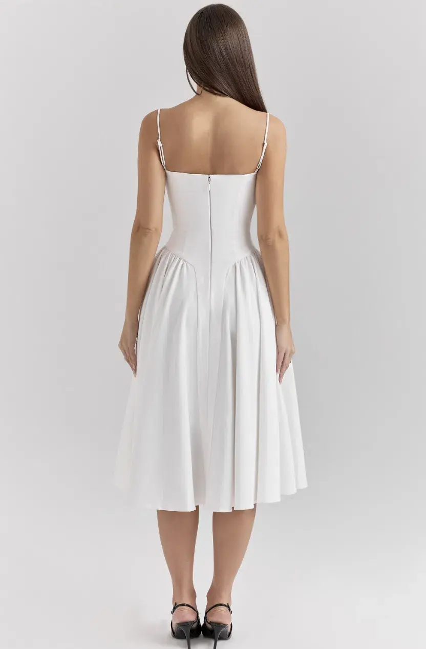 House of CB Samaria White Corset Midi Dress Size L+ Bigger Cup Size (D-E) for rent on The Volte - main image