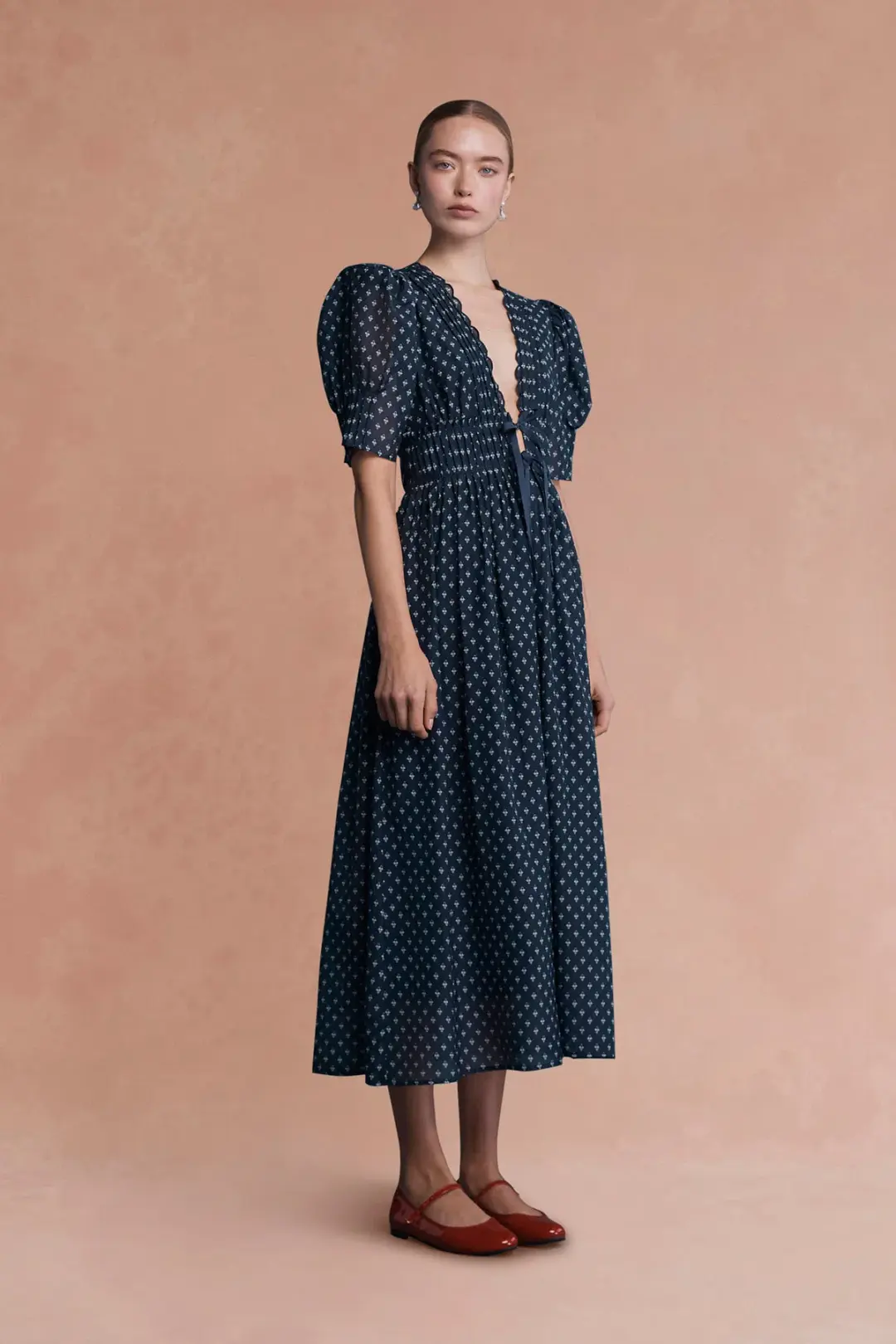 Lovaan Boehm Dress Navy Floral Size 12 for rent on The Volte - main image