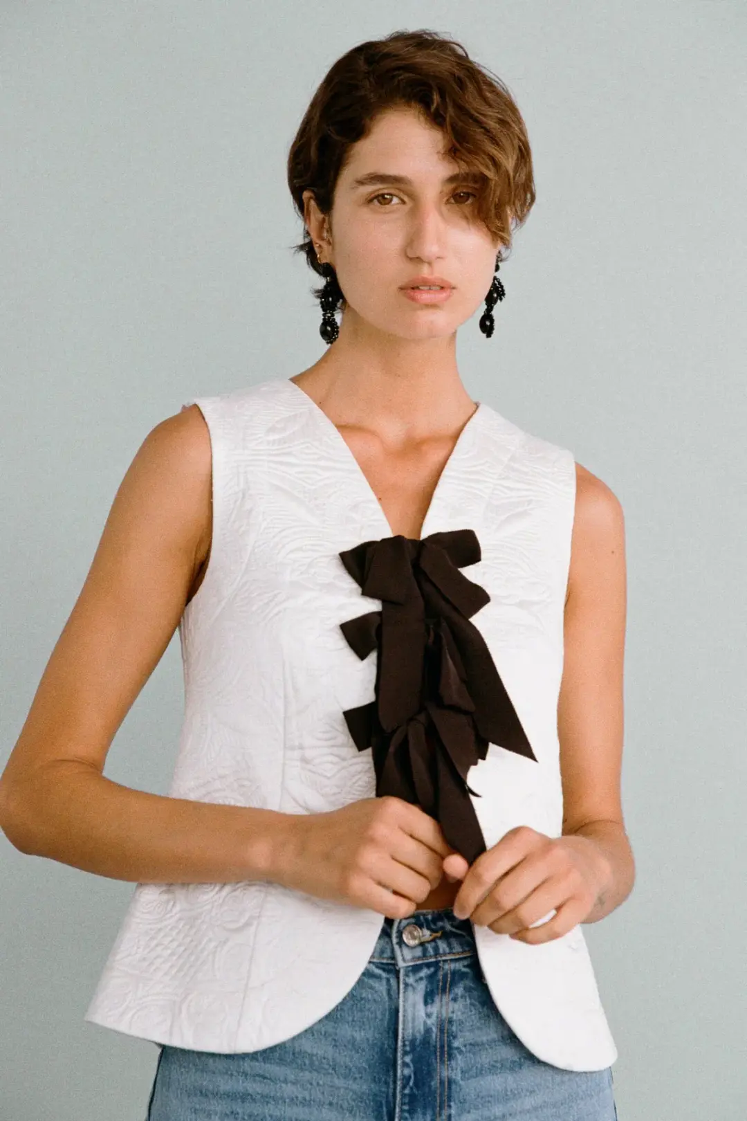 Lovaan Demi Top Recycled Poly Taffeta White Size 8 for rent on The Volte - main image