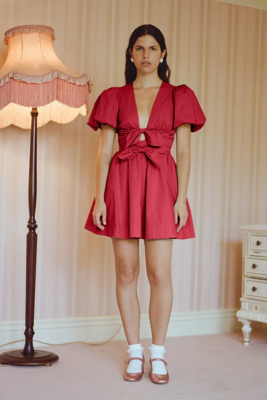 Lovaan Devon Mini Dress Cherry Red Size 8 for rent on The Volte - main image