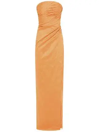 Rachel Gilbert Mira Strapless Gown Orange Amber Size 8 for rent on The Volte - main image