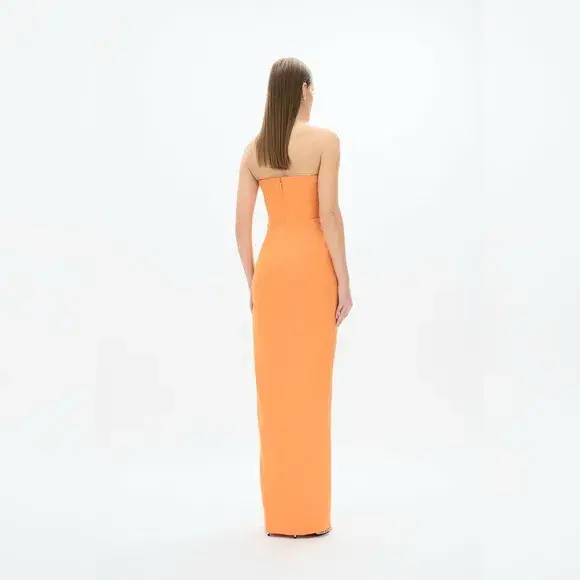 Rachel Gilbert Mira Strapless Gown Orange Amber Size 8 for rent on The Volte - main image