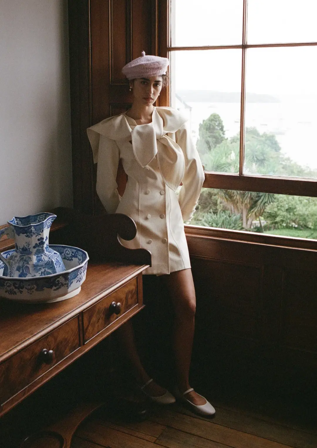 Lovaan Evelyn Dress Poly Linen Spandex Meringue Size 8 for rent on The Volte - main image