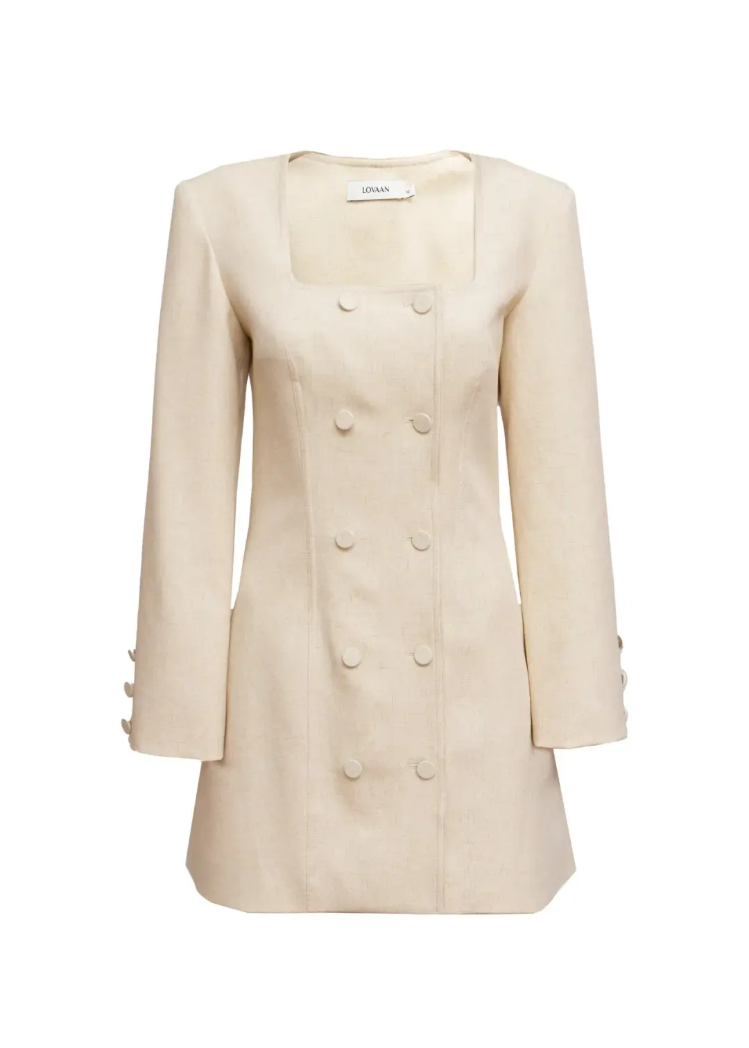 Lovaan Evelyn Dress Poly Linen Spandex Meringue Size 8 for rent on The Volte - main image