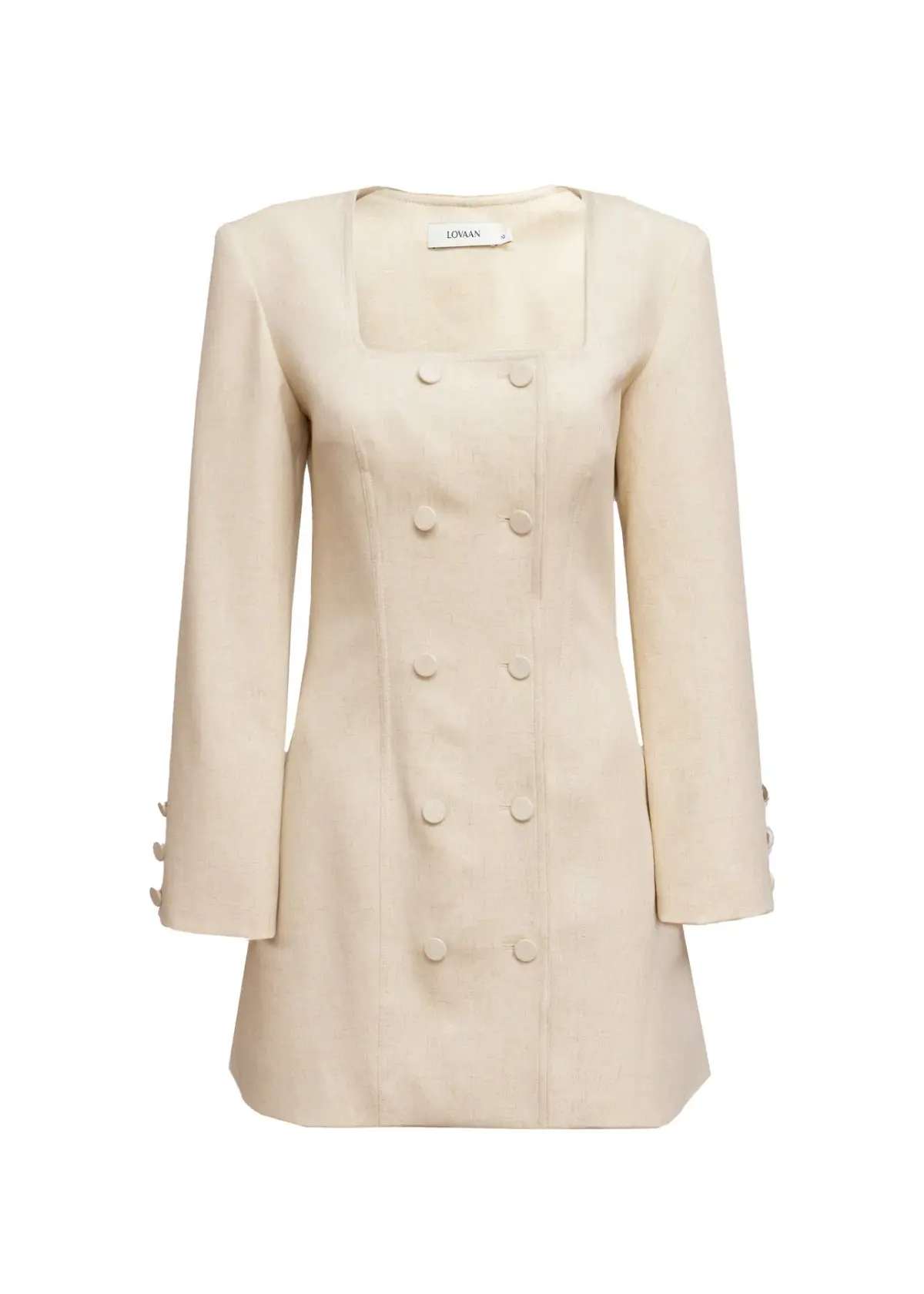 Lovaan Evelyn Dress Poly Linen Spandex Meringue Size 8 - Image 7