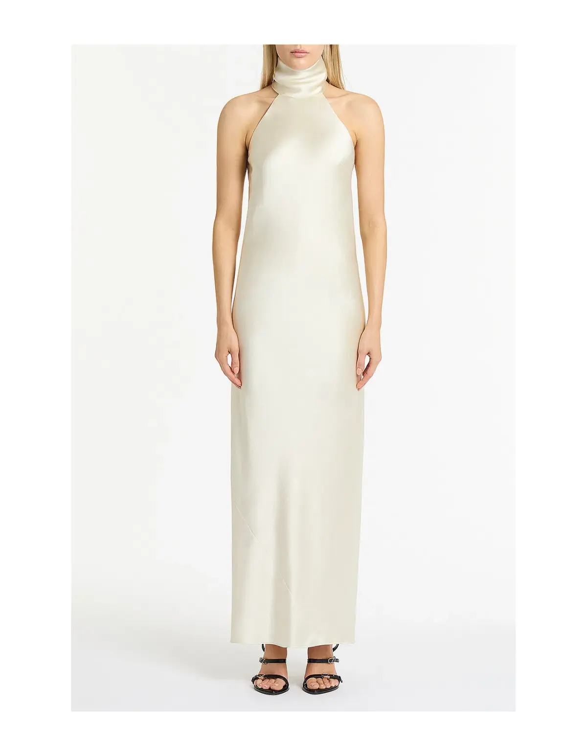 Carla Zampatti Ivory Satin Bias Dress Size 8  - Image 1