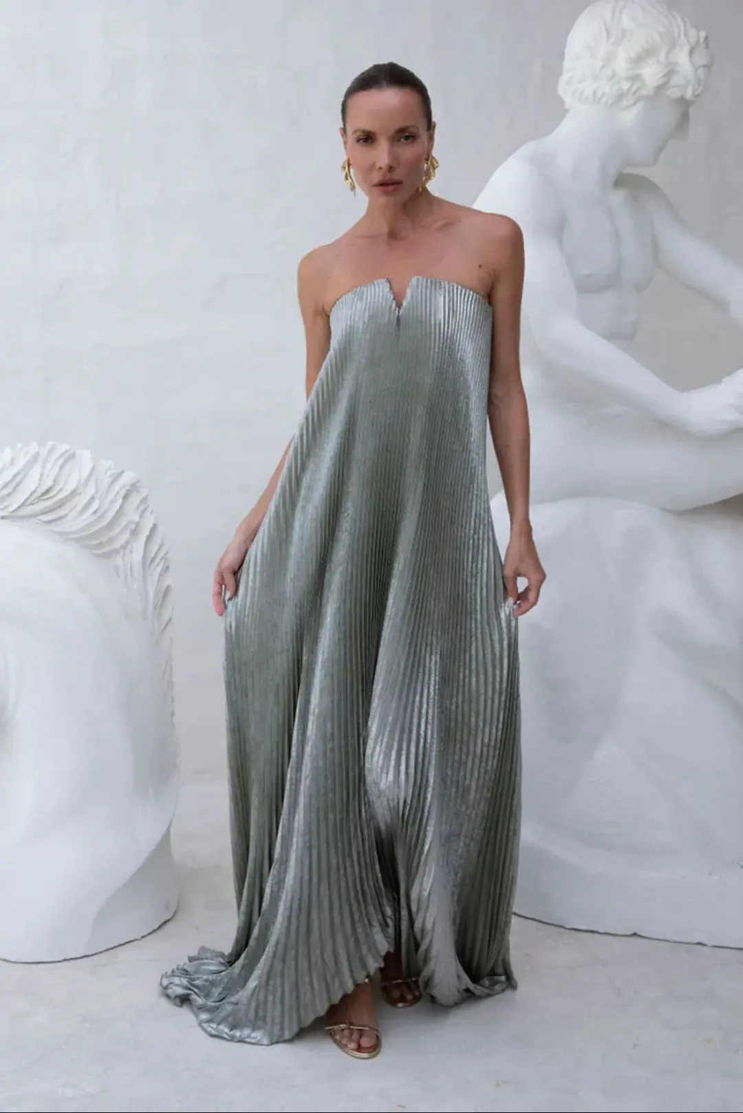 Lidee Black Tie Gown- Sage Shimmer  for rent on The Volte - main image