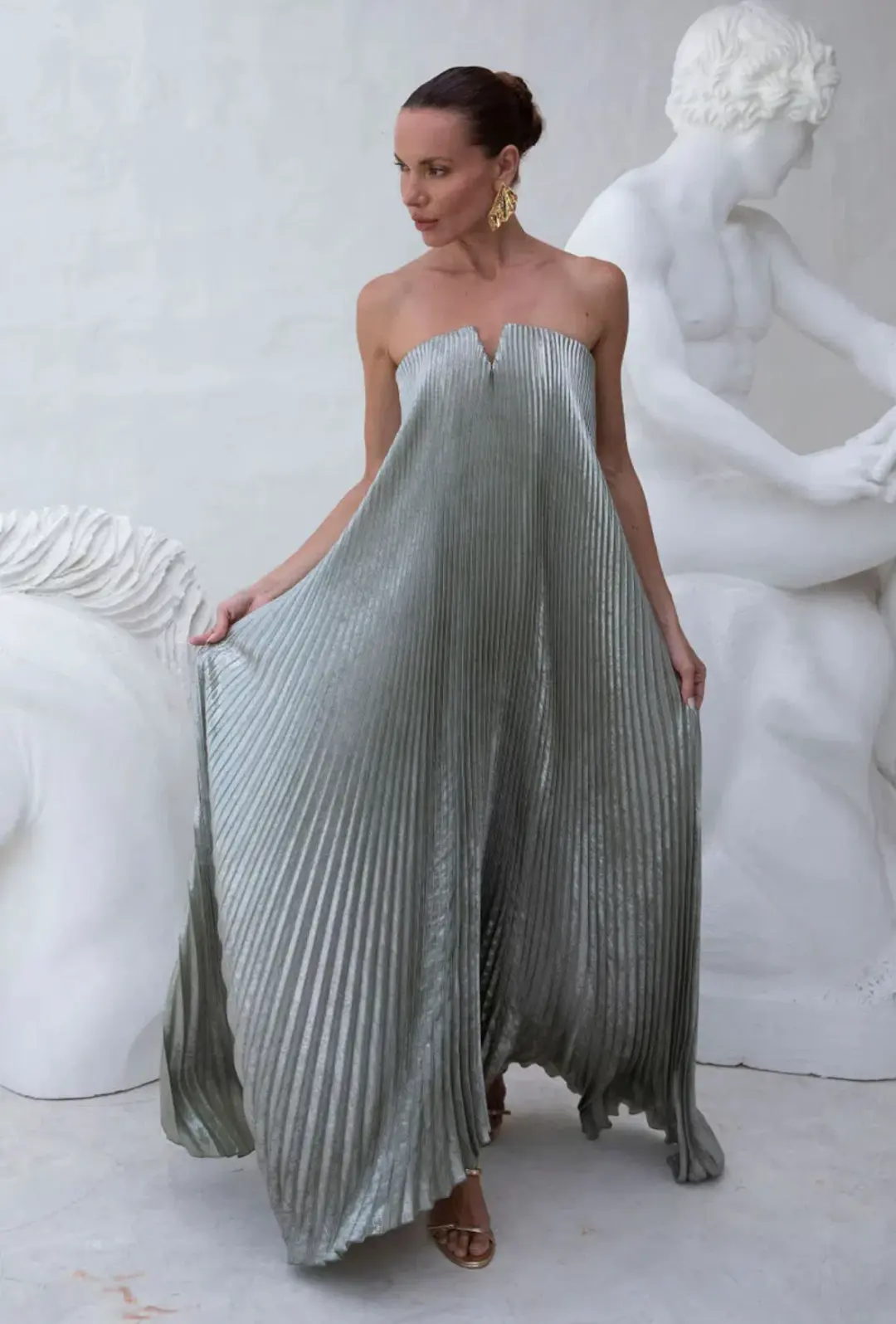 Lidee Black Tie Gown- Sage Shimmer  for rent on The Volte - main image