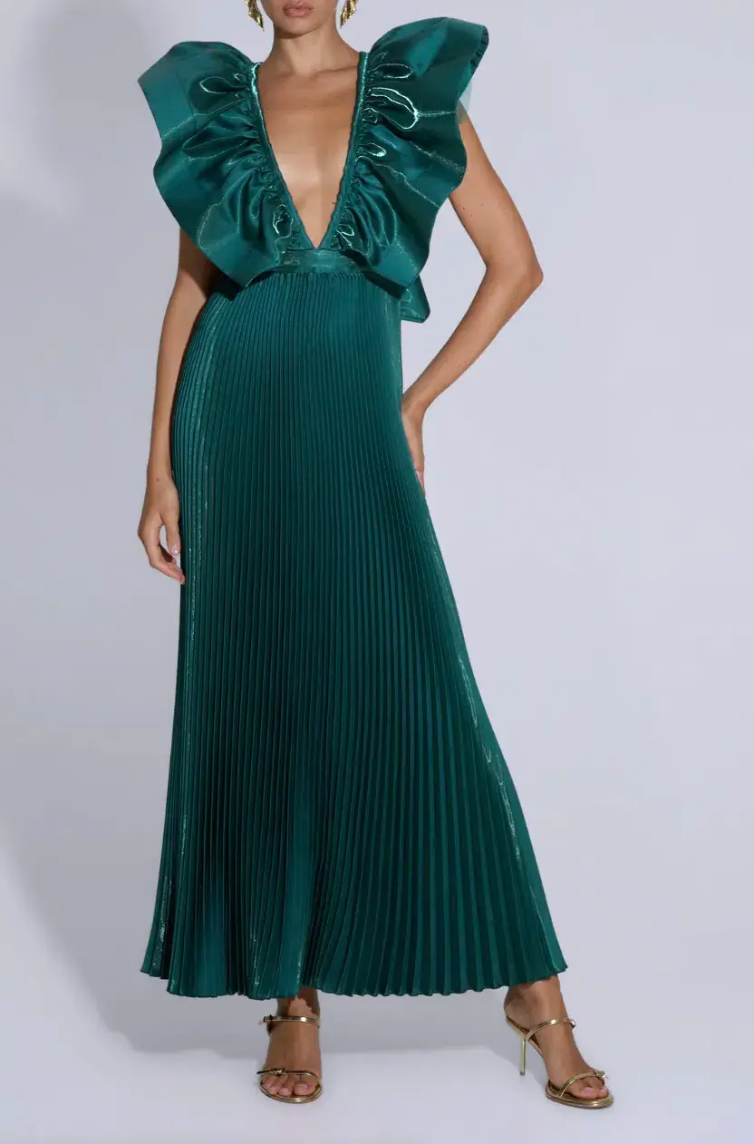 L'IDEE | Ventoux Gown | Pine Gloss | Size 10 for rent on The Volte - main image
