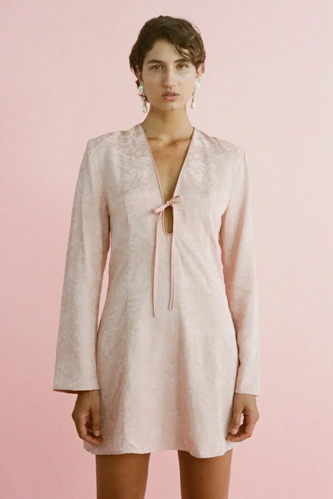 Lovaan Isla Brushed Rose Dress Silk Linen Brushed Rose Size 8 for rent on The Volte - main image