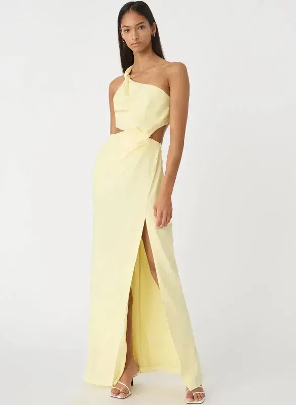 MISHA Kristin Satin Gown - soft yellow - size 8 - Image 1