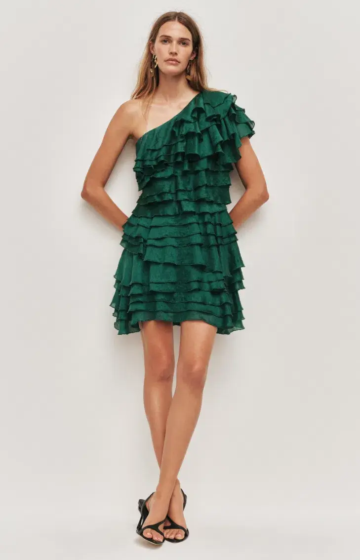 AJE Rosaline Mini Dress Forest green Size 6 for rent on The Volte - main image