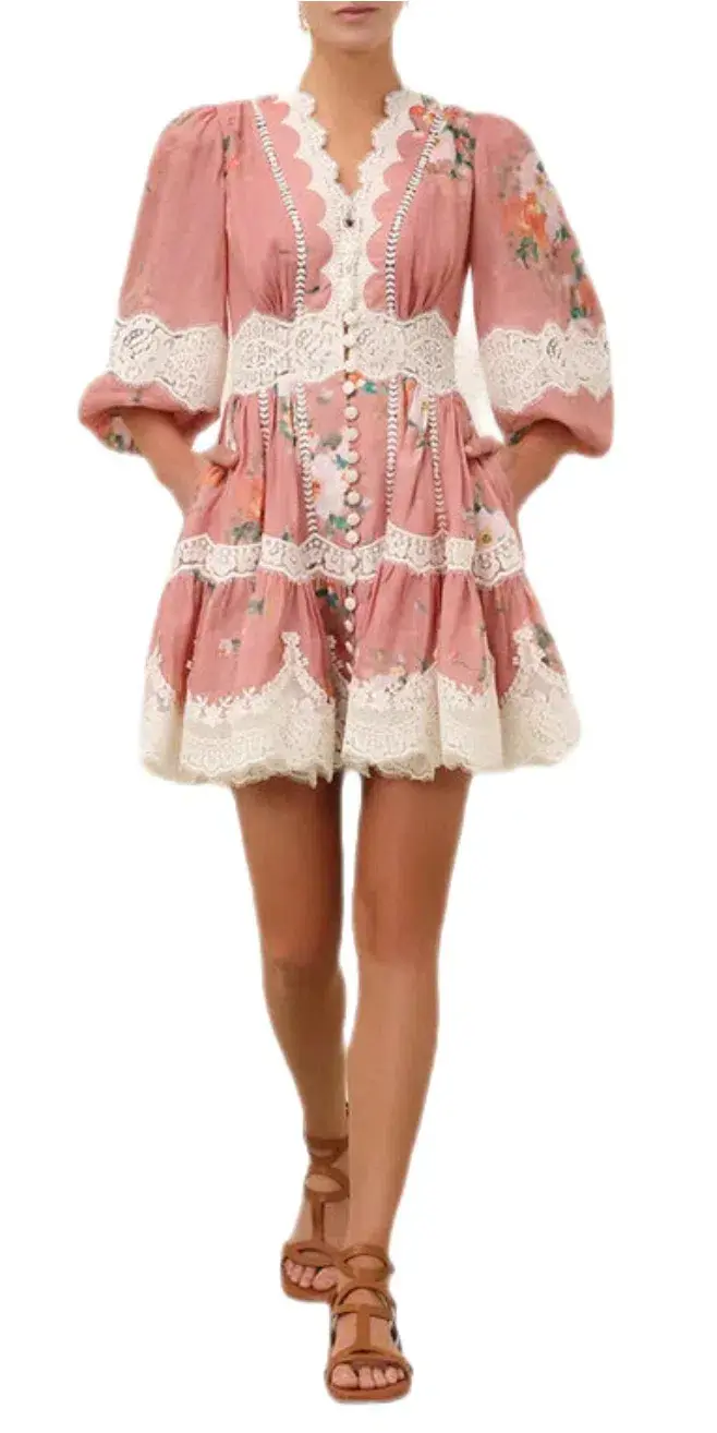 Zimmermann Everley Lace Trim Mini Dress Size 1 for rent on The Volte - main image