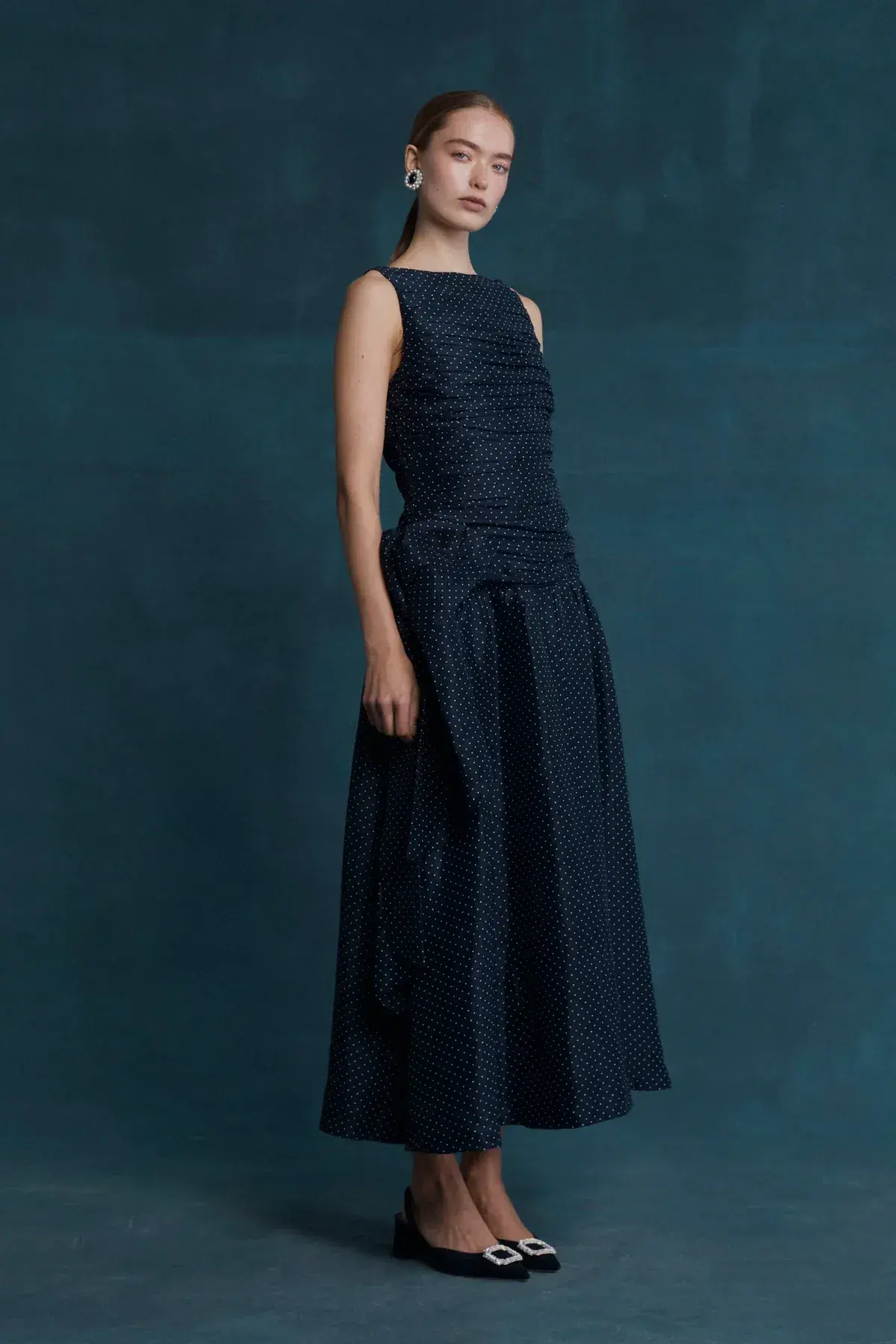 Lovaan Ophelia Dress Silk/Linen Royal Dot Size 6 - Image 2