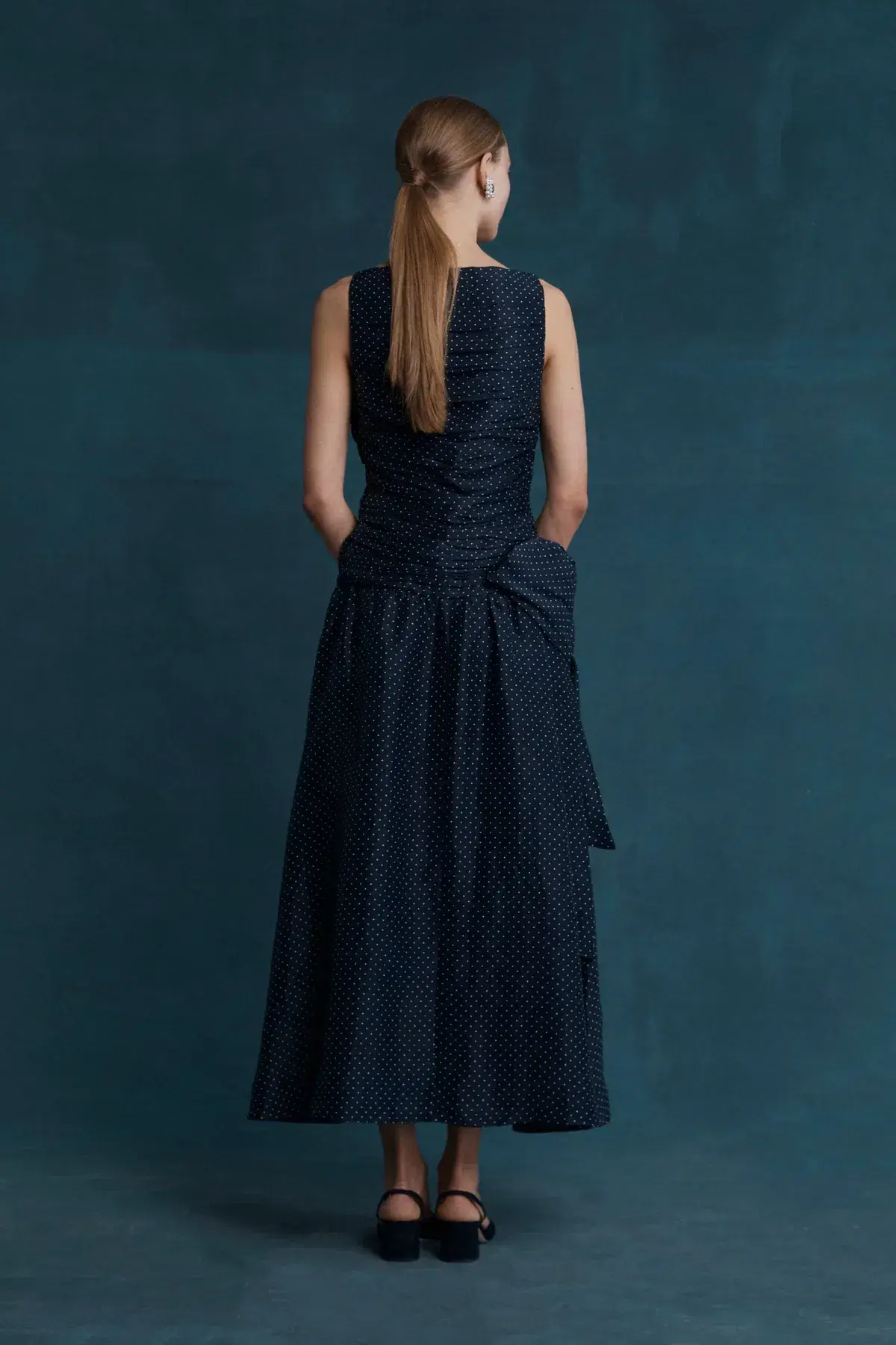 Lovaan Ophelia Dress Silk/Linen Royal Dot Size 6 - Image 3