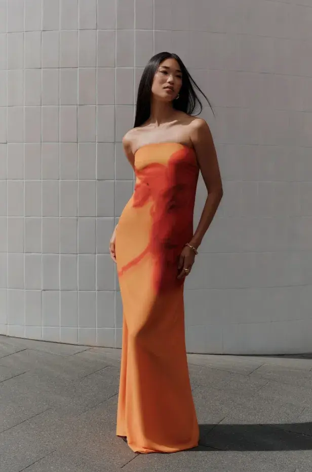 Meshki Amaya Strapless Chiffon Maxi Dress - Koi Orchid Print | S/8 - Image 1