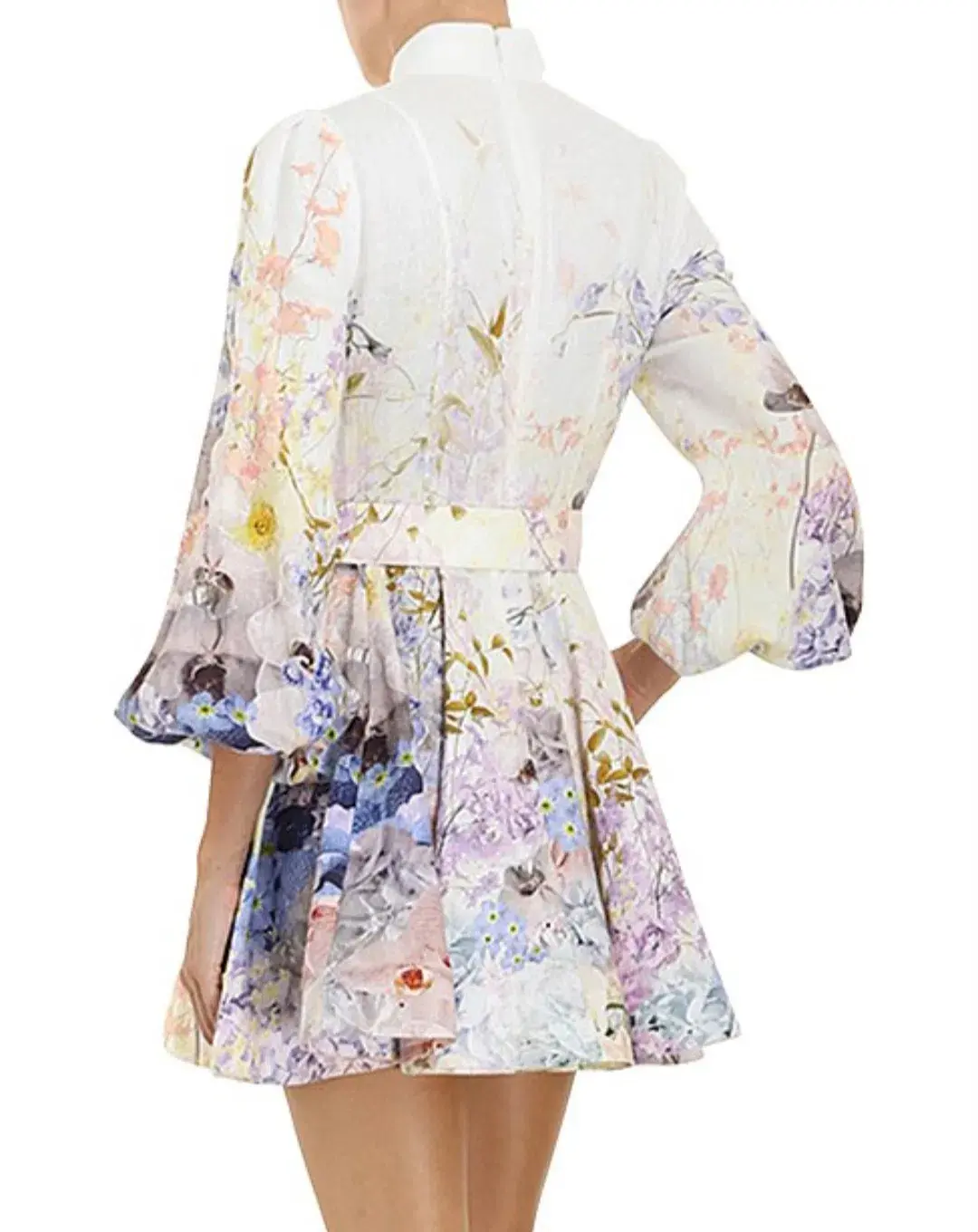 Zimmermann Rhythmic Buttoned Mini Dress in Citrus Floral Size 1 AU 10 - Image 2