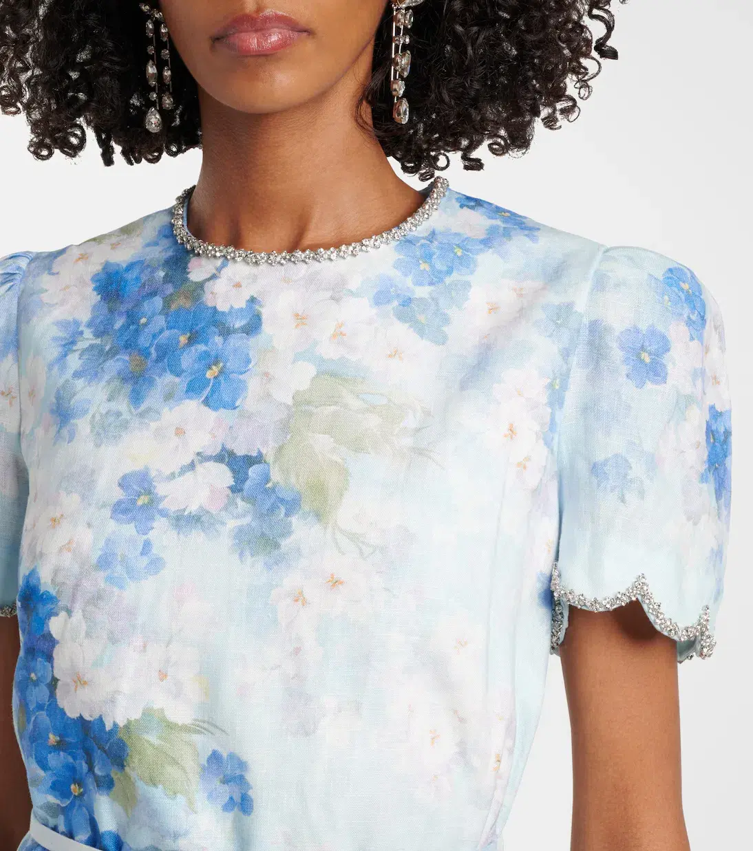 Zimmermann Crush Scalloped Shift Dress Blue Floral Size 3 / AU 1 - Image 4