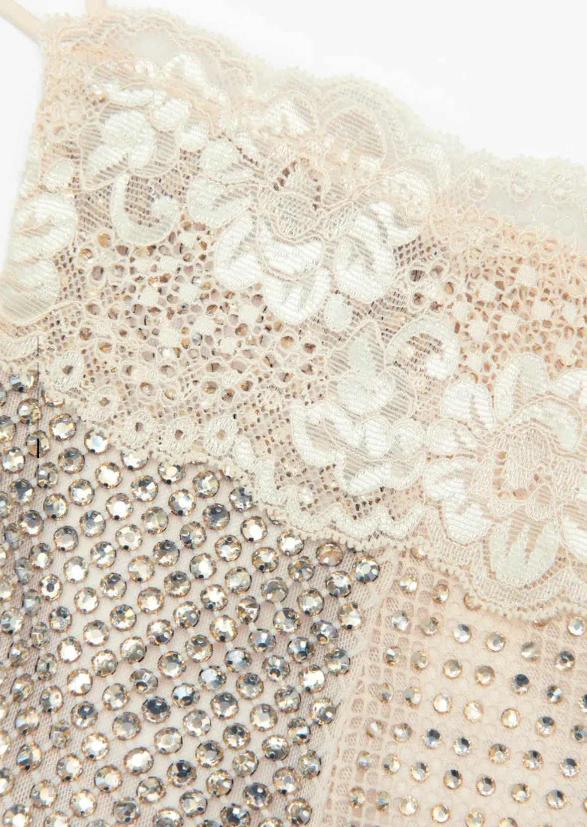 Self-Portrait CHAMPAGNE RHINESTONE LACE TRIM MAXI DRESS in AU6 - Image 5