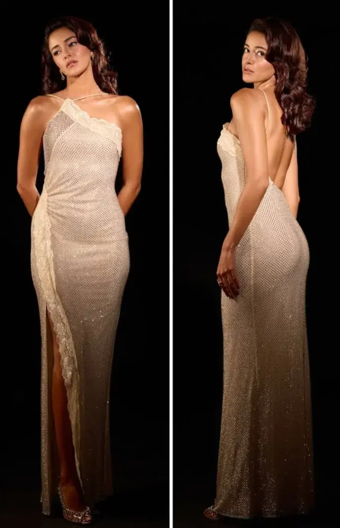 Self-Portrait CHAMPAGNE RHINESTONE LACE TRIM MAXI DRESS in AU6 - Image 6