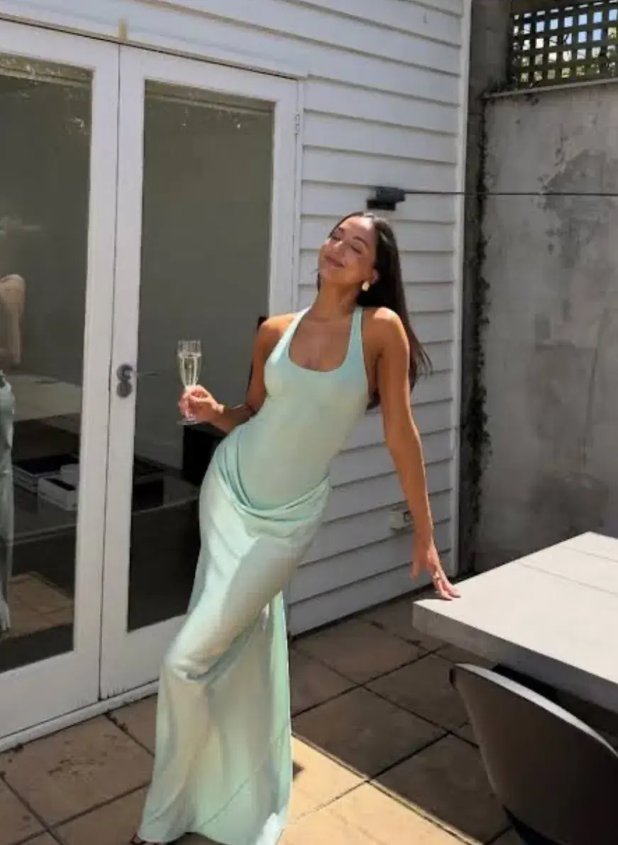 Benni Jade Maxi Dress in Bleached Aqua AU 8 - Image 4