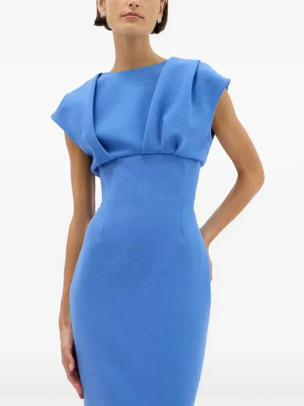 Rachel Gilbert Drape Detail Midi Dress Blue Size 6 - Image 4