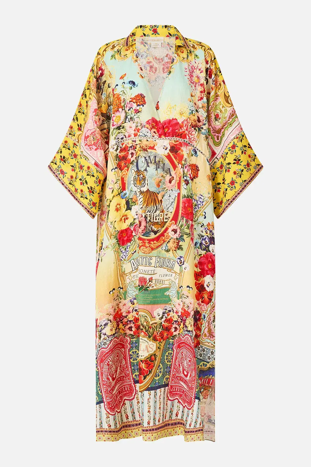 Camilla Deep V Kaftan With Cut-Out Detail Aromatic Tiger Flower size XL/XXL - Image 3