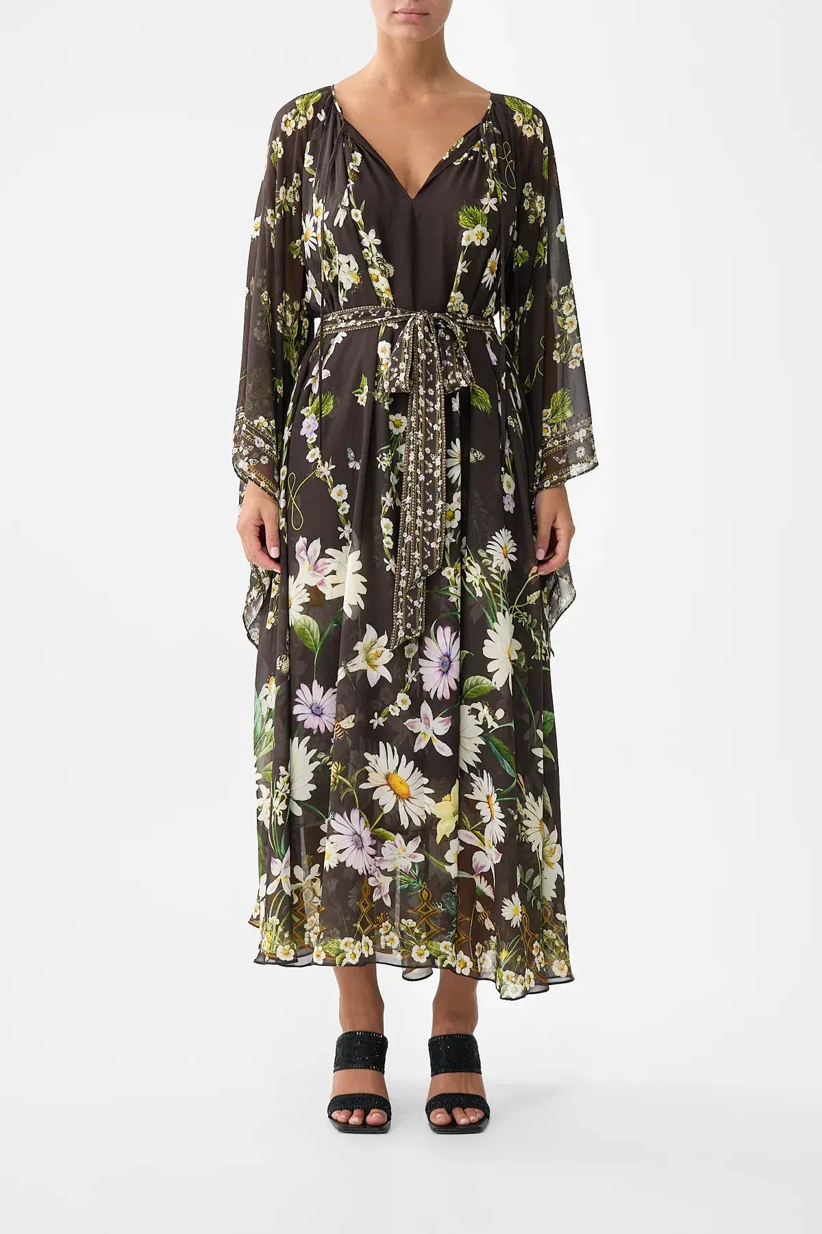 Camilla Long Dress With Handkerchief Sleeve Dish It, Daisy OS - Image 1