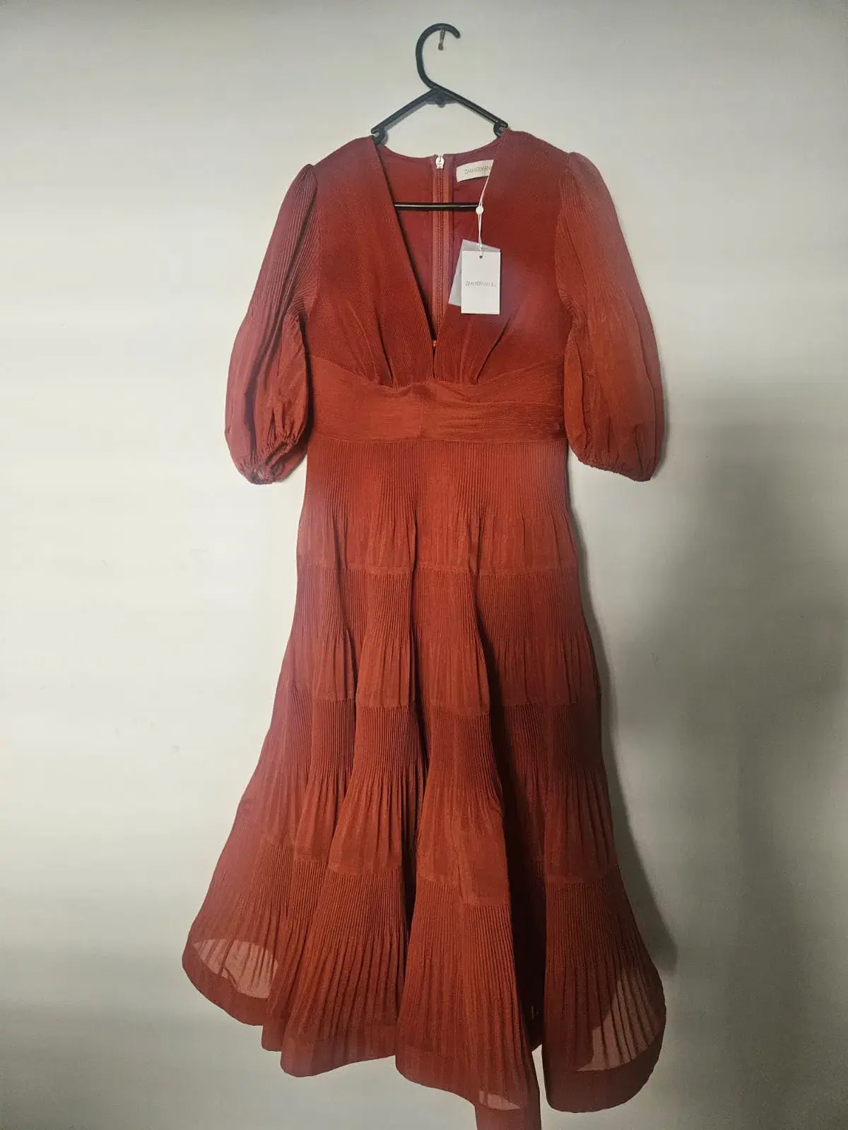 Zimmermann Tiered plissé-taffeta midi dress - Image 4
