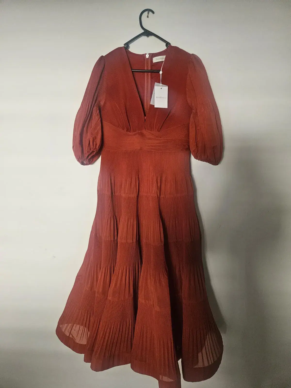 Zimmermann Tiered plissé-taffeta midi dress - Image 3