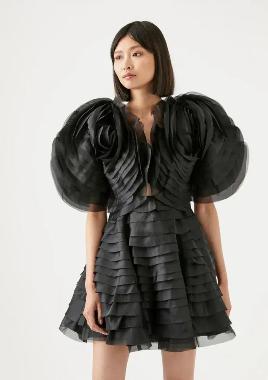 Aje Amour Black Ruffle Mini Dress Size 8  - Image 1