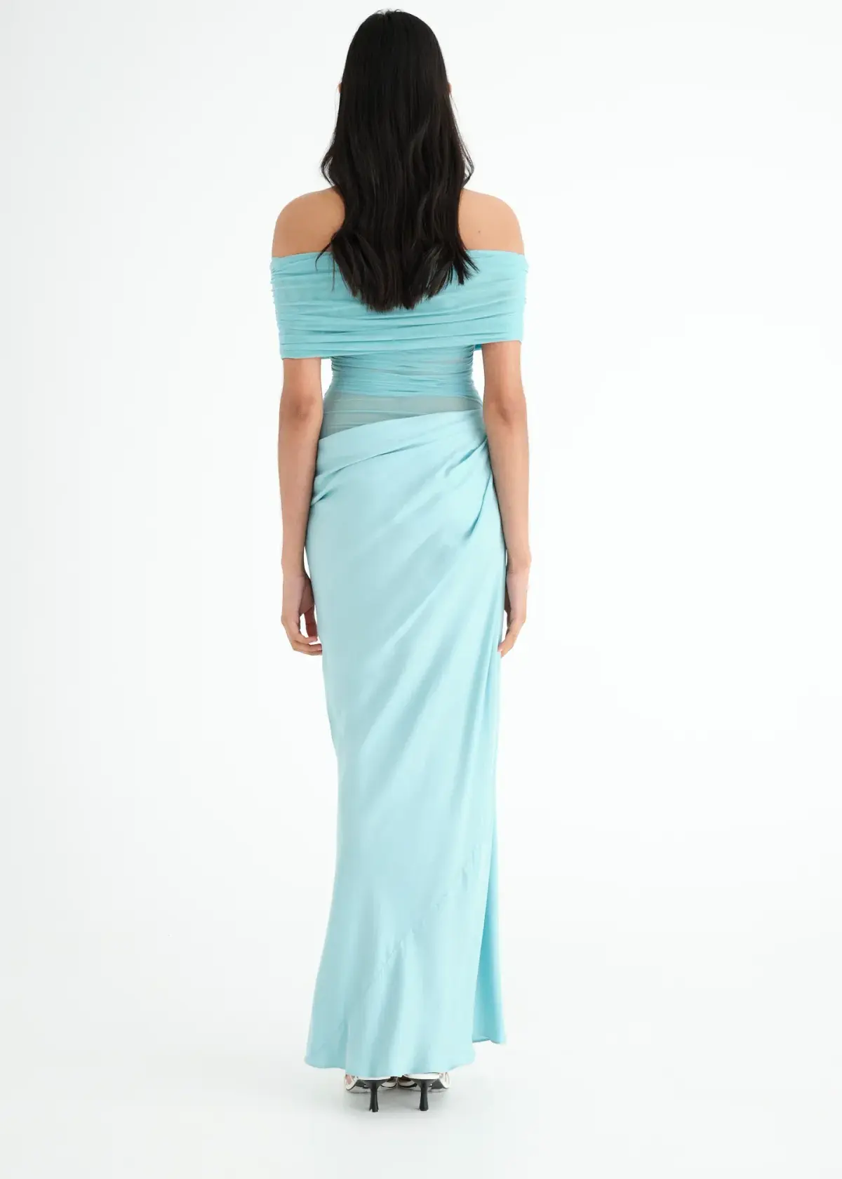 BENNI Nico Off Shoulder Maxi Dress In Aquamarine  - Image 3
