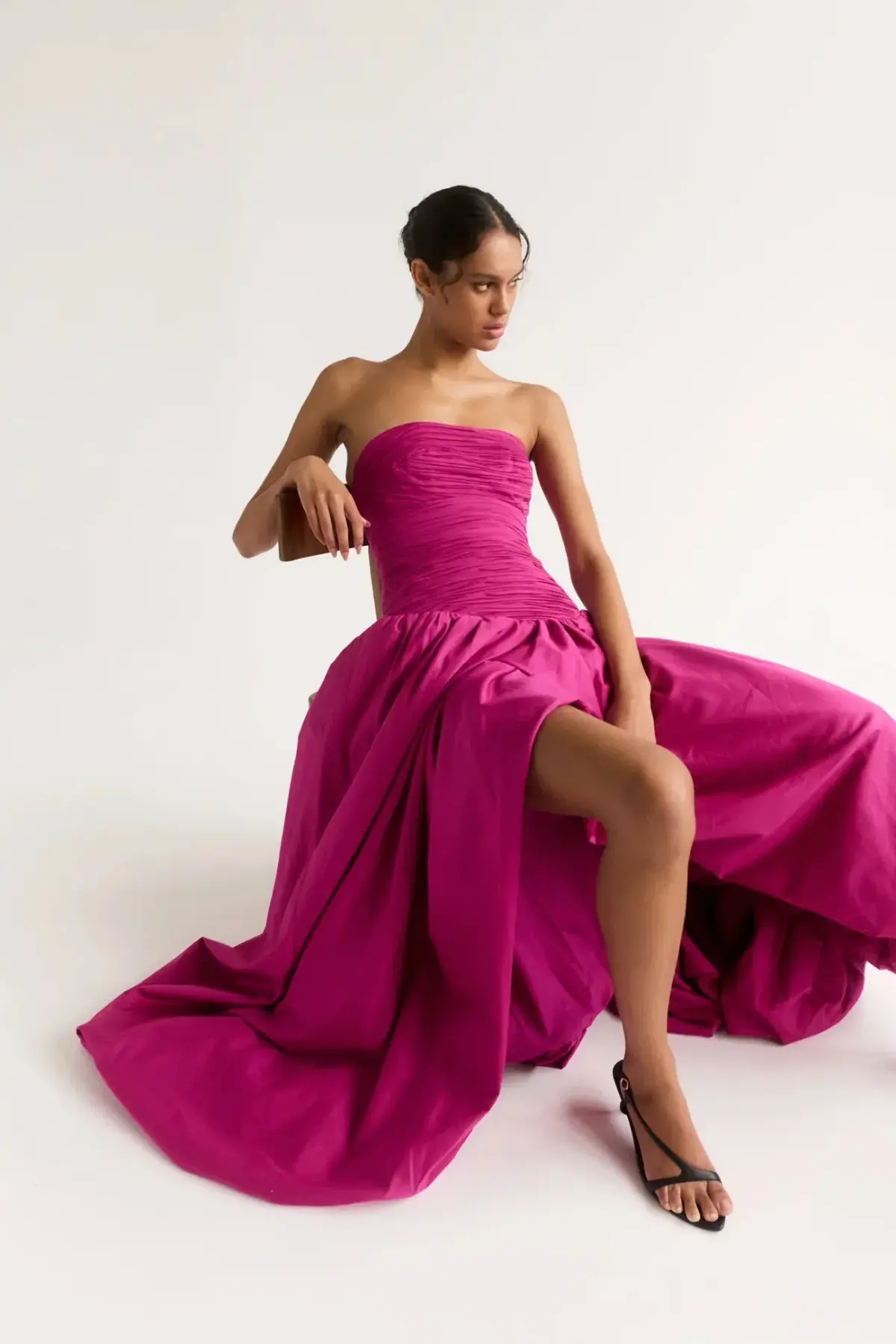 Aje Violette Bubble Hem Maxi Dress - Deep Magenta - Image 2