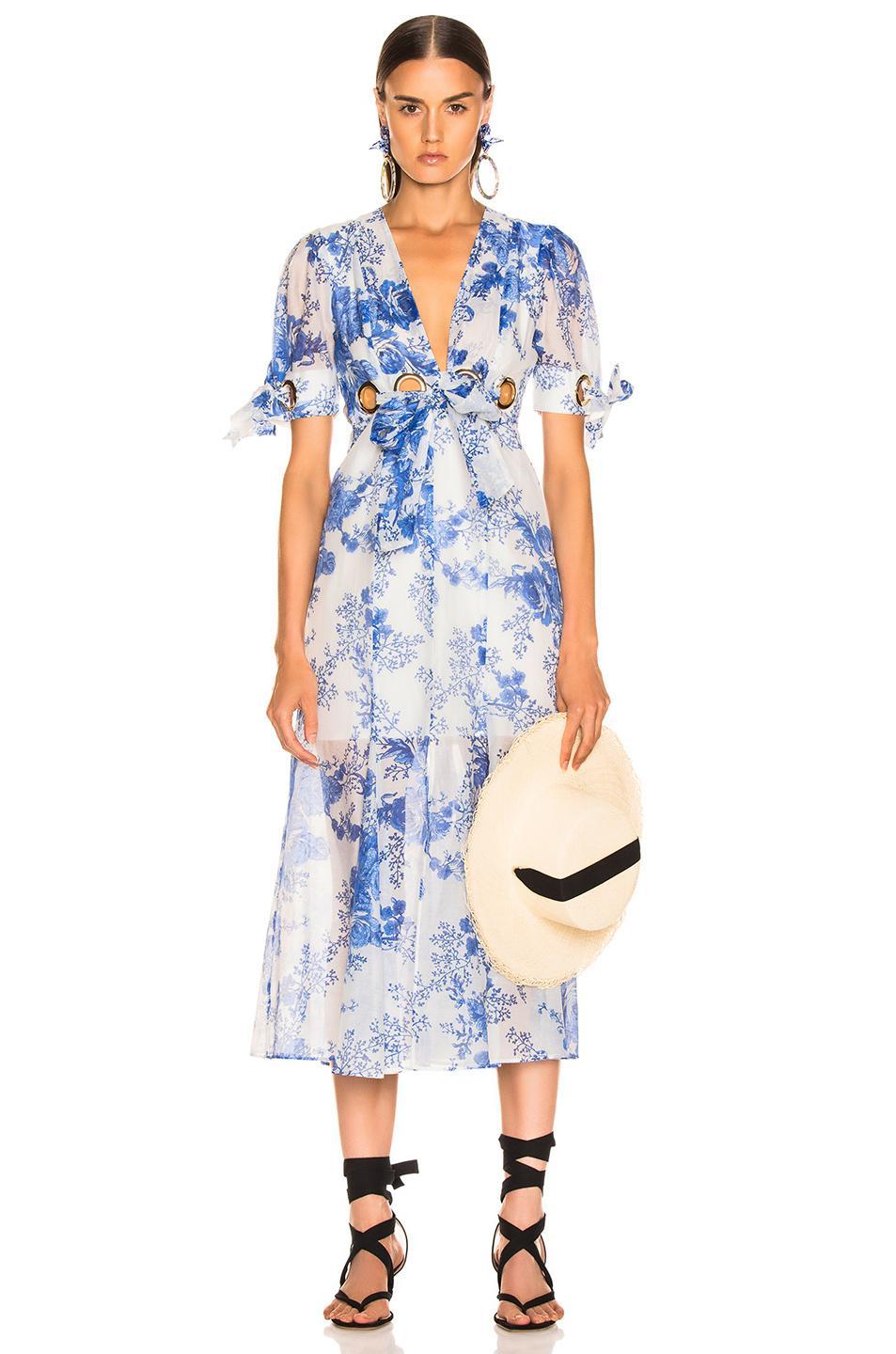 Alice Mccall Only Everything blue and white silk midi dress Size 6 - Image 1